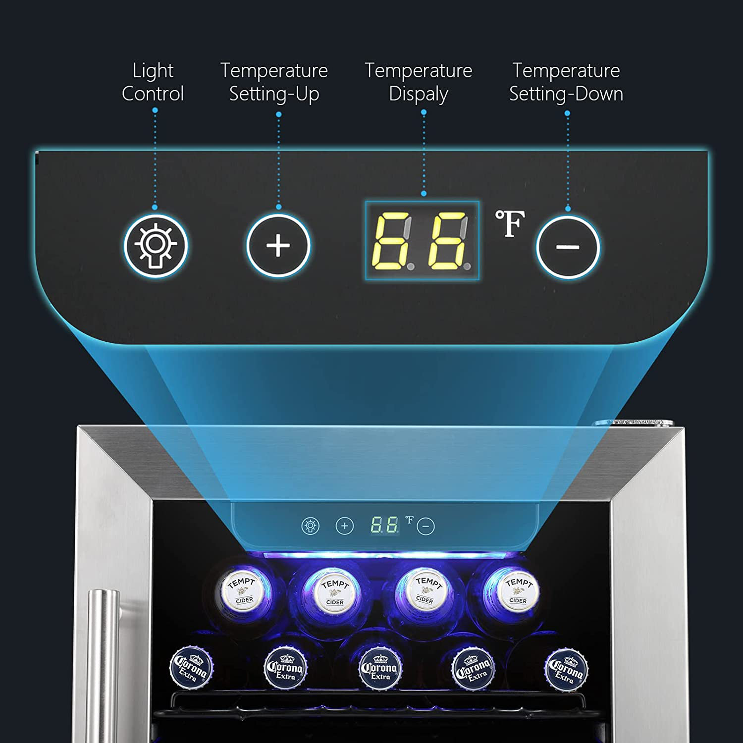 2.9 Cu. Ft Beverage Refrigerator Cooler, Wine Cooler Beverage Center Low Noise Transparent Glass Door Led Light Quick Cooling System With A Lock — FIN-0017438 | Fridge.com