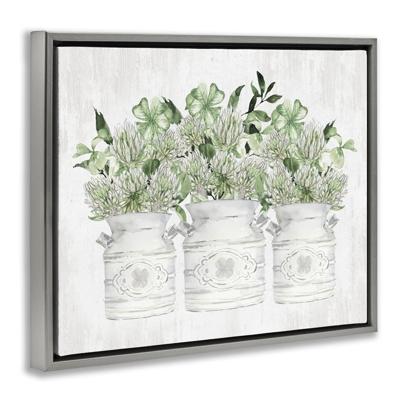 Cadre flottant Rustic Spring Shamrock Assortments, Cadre flottant gris lustré, H 17 po x l 21 po