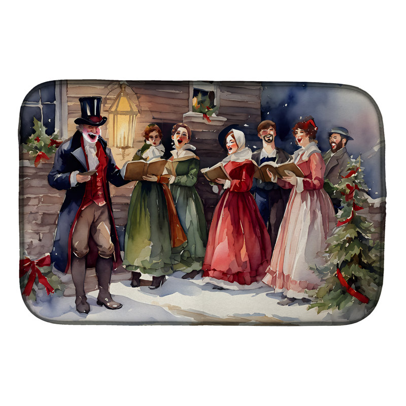 Christmas Carolers Dish Drying Mat
