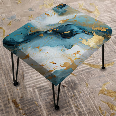 Gold Artistic Elegance Marble Grace - Marble Rectangle Ottoman