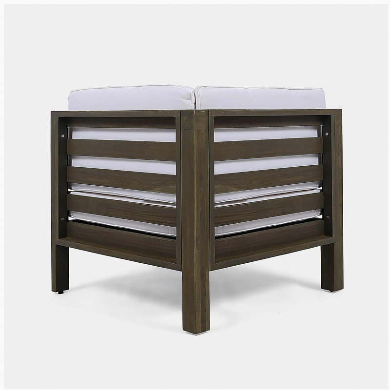 ensemble modulaire d'extérieur en bois avec coussins, blanc