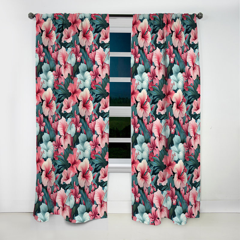 Island Mirage III - Motif tropical - Rideau floral - Rideau occultant floral - 1 panneau, L 52 po x L 108 po