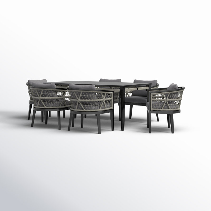 Elvina 66'' Rectangular 6 - Person Outdoor Dining Set with Cushions