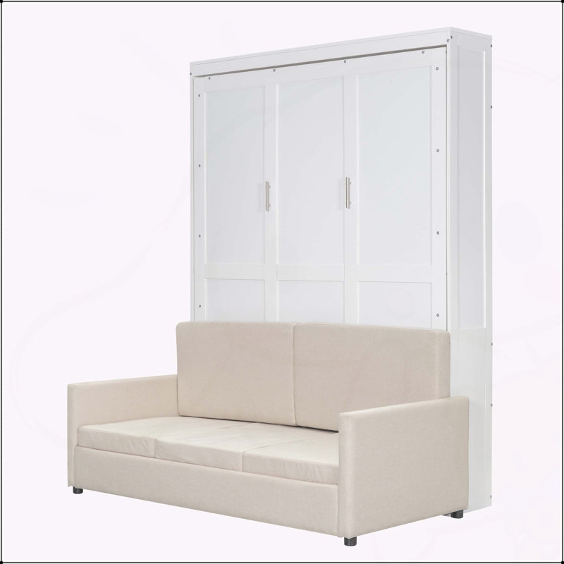 Lit escamotable avec coussin Murphy, Blanc, Grand
