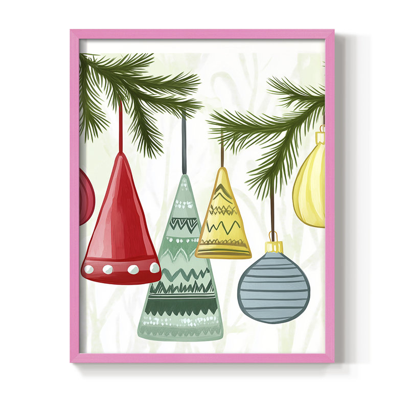 «Christmas Holiday», reproduction d'art encadrée - Bois massif, H 15 po x l 12 po, Rose