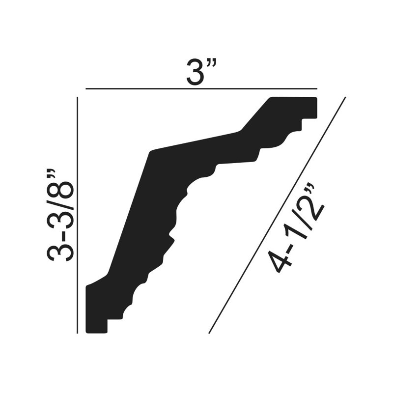 6-Inch White Primed Polyurethane Crown Moulding Sample