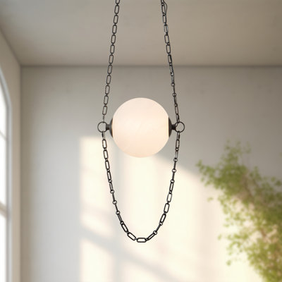 Petra  10-in Urban Bronze dimmable LED Pendant with Cloudy Glass