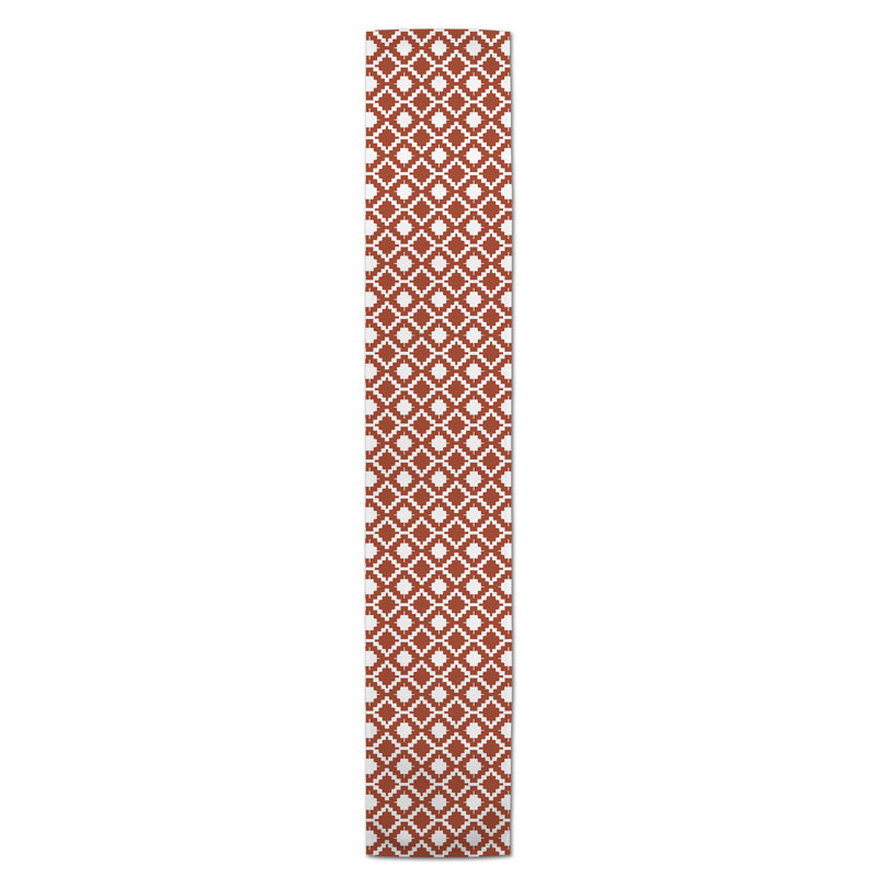Chemin de table en losanges pointillé Nalston, 72 po x 16 po, Rouille, Géométrique 3