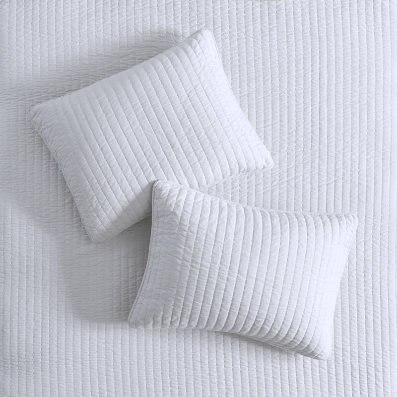 Ensemble de courtepointe 3 pièces blanc double / grand, Courtepointe de grande taille et 2 taies décorati, Blanc