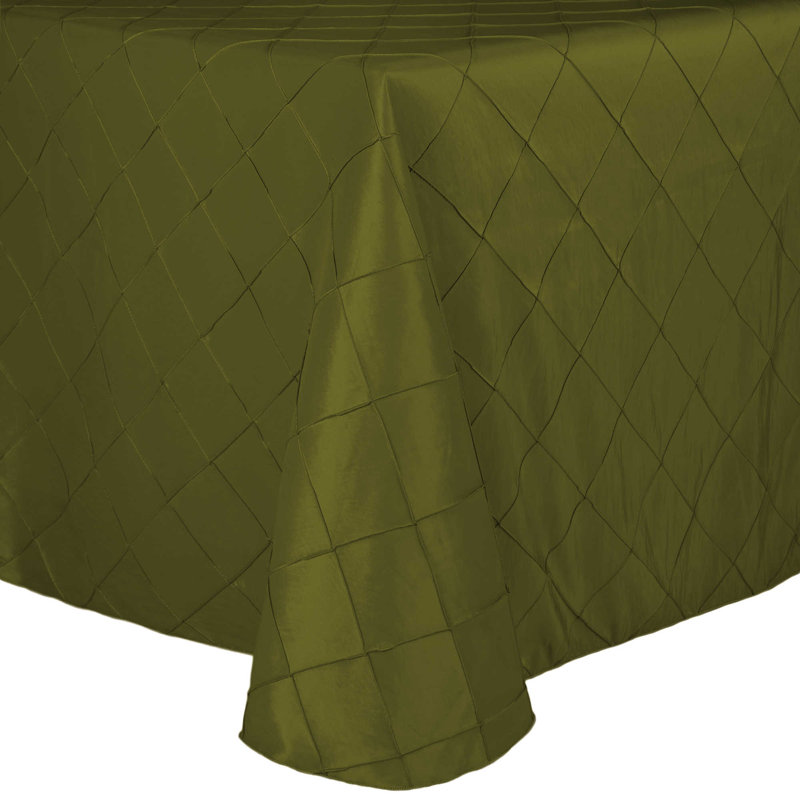 Embroidered Pintuck Taffeta Tablecloth Moss Green, 108" W x 132" L, 3