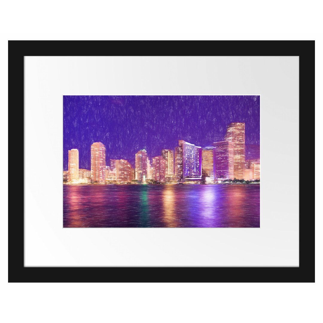 Gerahmtes Poster Skyline von Miami Florida