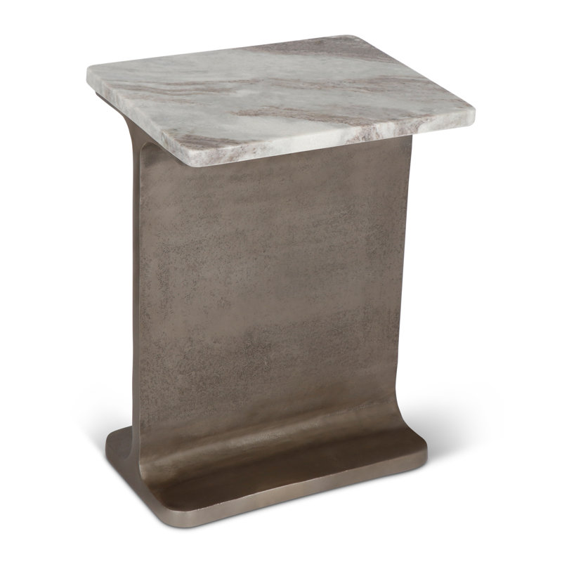 Table de bout en marbre Soder, Sable Toronto / nickel antique