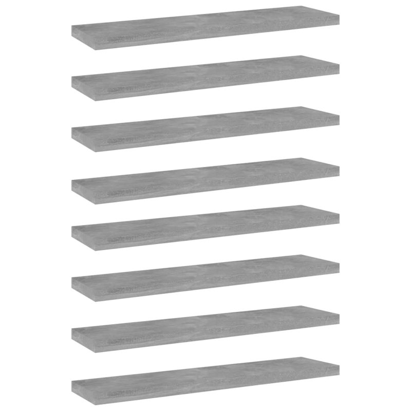 Bookshelf Boards 8 pcs Engineered Wood, Black, (8 Shelves) 0.59" H x 15.75" W x 7.87" D