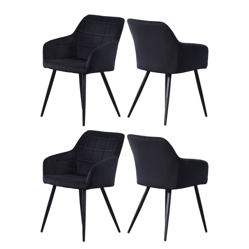 Yerres Modern Velvet Dining Chairs - Ergonomic Curved Back with Metal Legs - Armchair for Dining Room Kitchen Living Room, 4