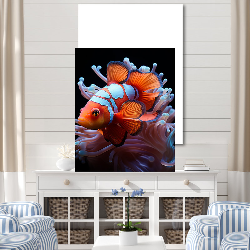 Vibrant Orange Clownfish Portrait on Cotton Canvas