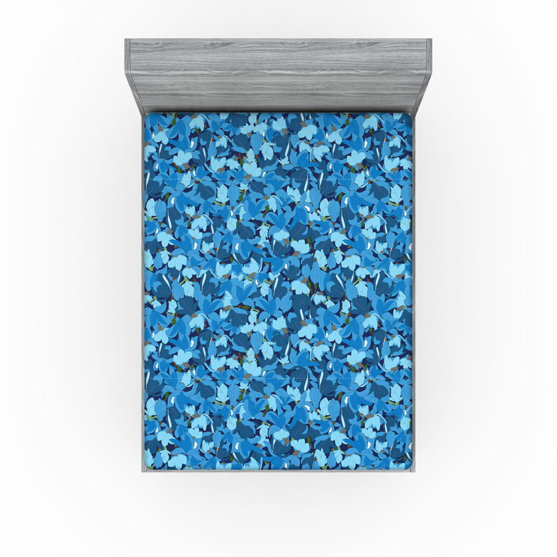 Drap-housse Ambesonne, Bleu ciel, azur pâle, bleu / floral, Drap-housse de taille double