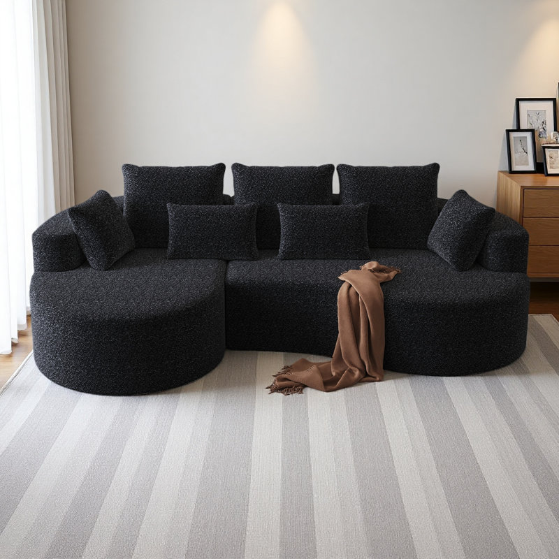 Canapé modulaire surdimensionné rembourré Modern, Orienté à gauche (vu de face), Chenille noir