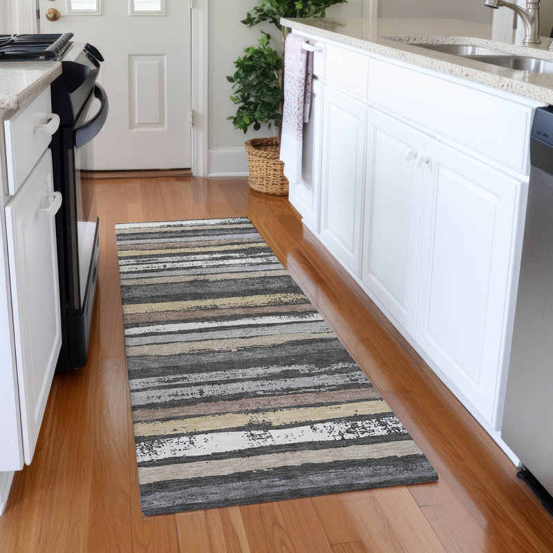 Premium Machine Washable Jahnke AMF1019 Stripes Rug, Runner 2'3" x 7'6"