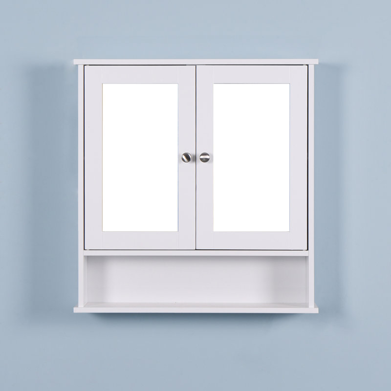 Armoire de salle de bain murale Parvashi avec 2 portes miroir et tablette réglable