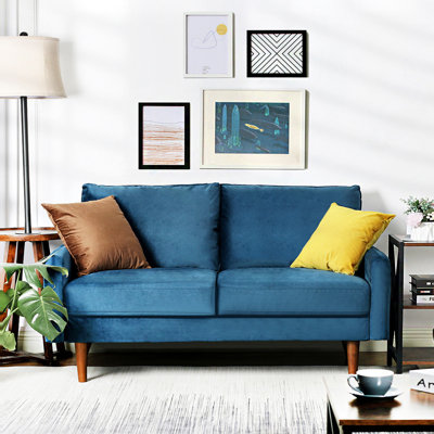 Everly Quinn Hessville Sofa 56" Velvet Round Arm Loveseat