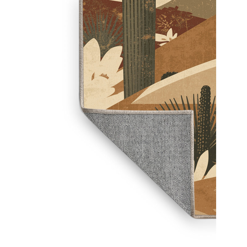 Tapis brun rustique lavable à la machine de style rustique ovale, 7 x 9