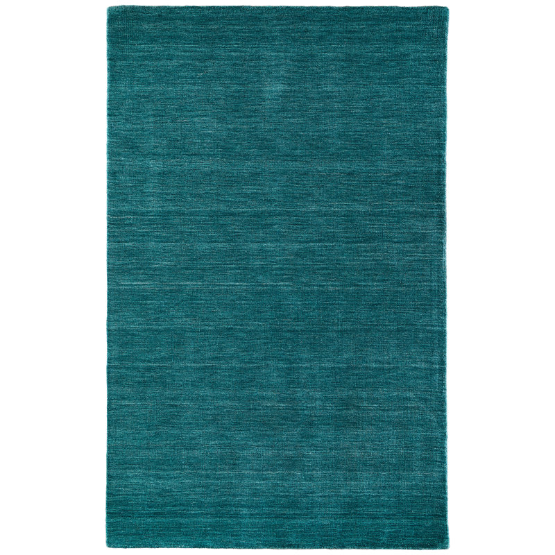 Tapis en laine tissé à la main Kaden, Sarcelle, Rectangle 3 pi 6 po x 5 pi 6 po