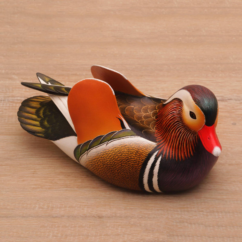 Mandarin Duck Wood Sculpture