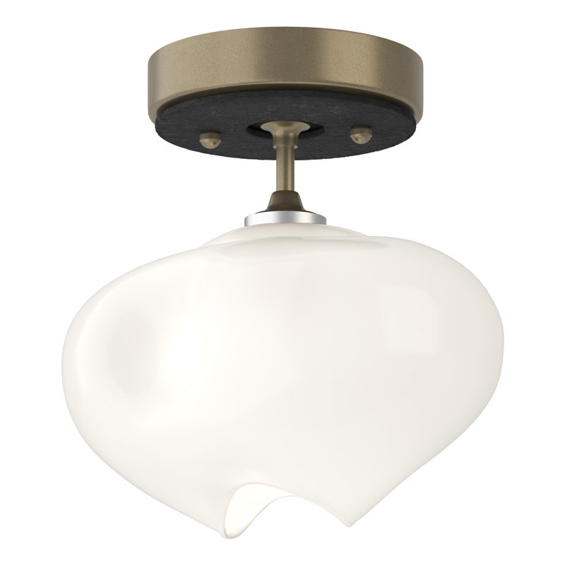 Ume Frosted Glass 1 - Light Semi Flush Mount, Black, Soft Gold