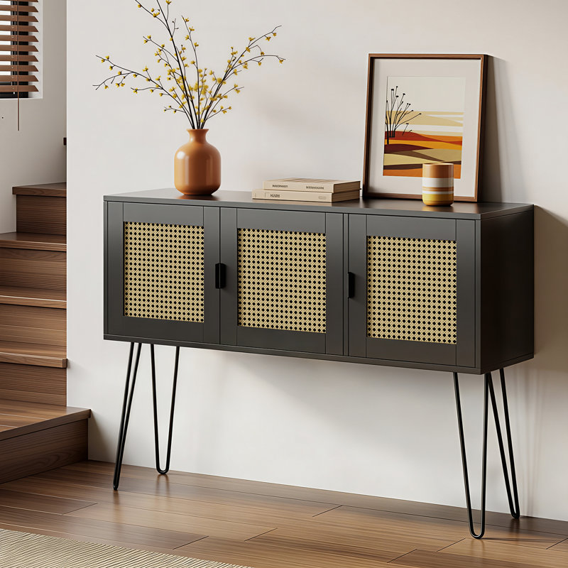 47.2" Console Table With Storage, Entryway Table, Sofa Table For Hallway, Black, Black