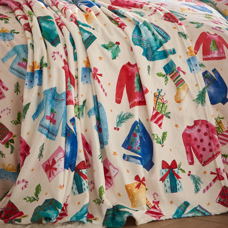 Christmas Jolly Jumpers Cosy Fleece Blanket Throw