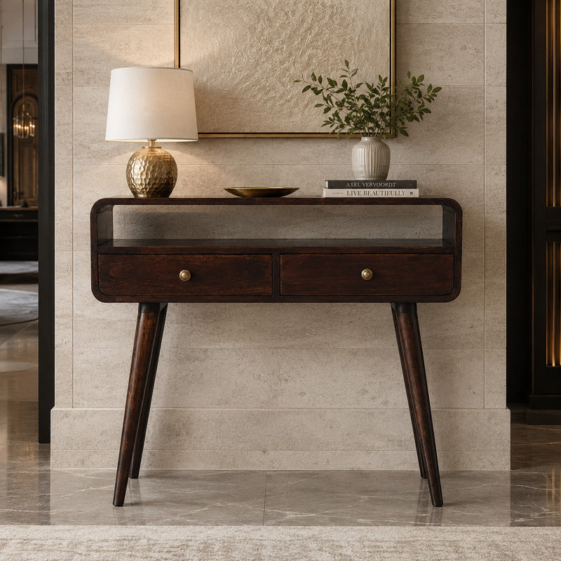 Console en bois massif 35,43 po Desolina, Noyer