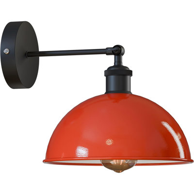 Dome Metal Wall Sconce, 180° Adjustable Industrial Wall Lamp for Bedside, Study, Kitchen, and Living Room Décor.
