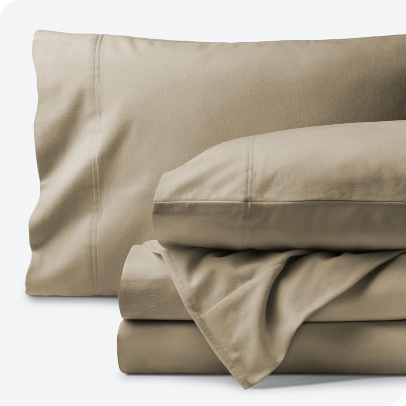 Twin Sand Organic Cotton Flannel Deep Pocket Sheet Set