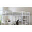 Lit mezzanine double de style contemporain avec deux échelles et structure en métal, blanc