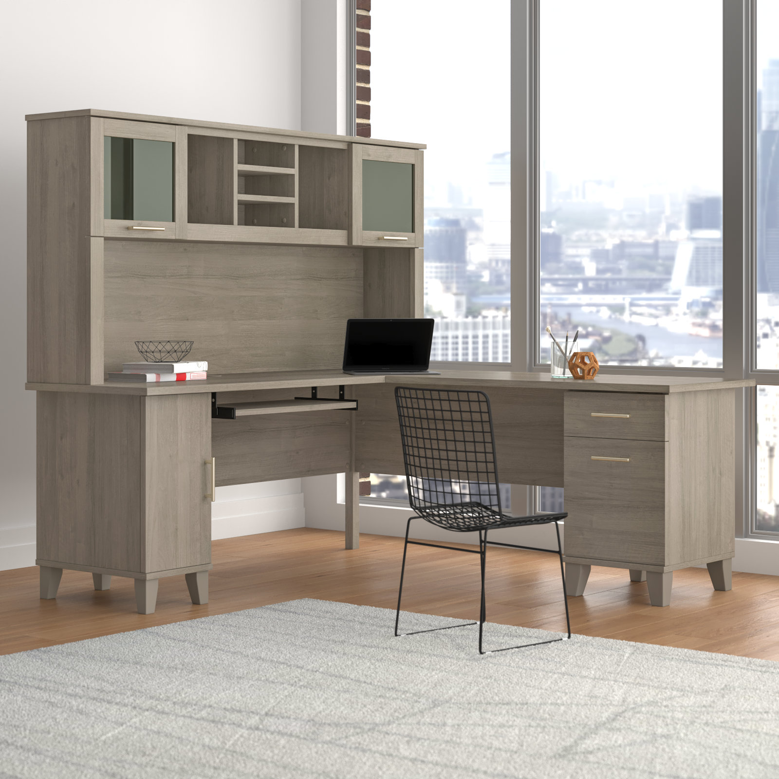 Gracie Oaks Magomed L-Shaped Executive Desk & Reviews | Wayfair