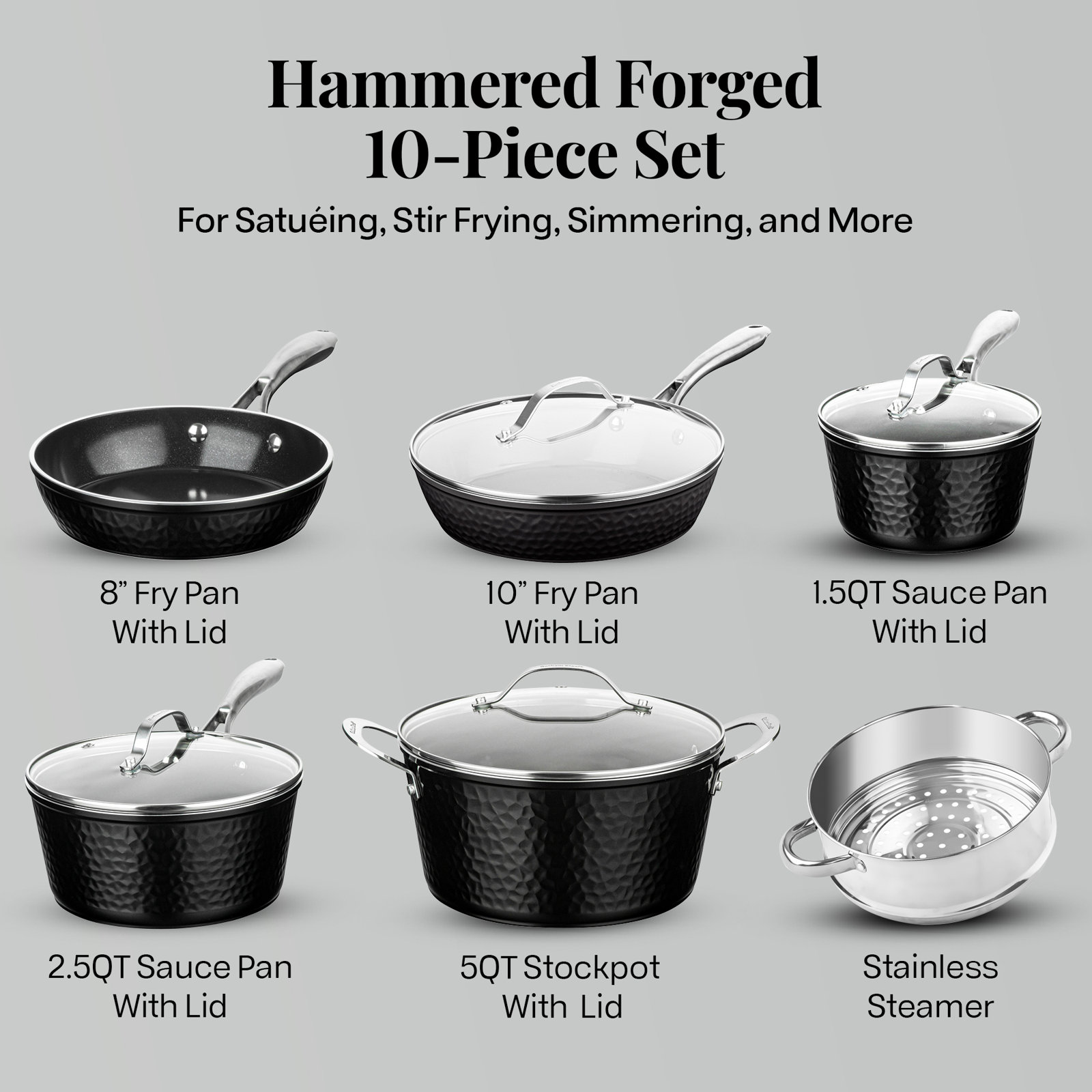 Gotham Steel Original 10-Piece Set, Black