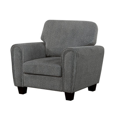Loi Accent Chair, Flared Arms, Foam Cushions, Dark Gray Chenille, Black
