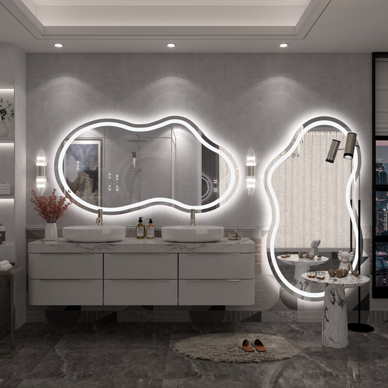 Miroir de salle de bain Molly, 60 po x 32 po, Avant et rétroéclairé