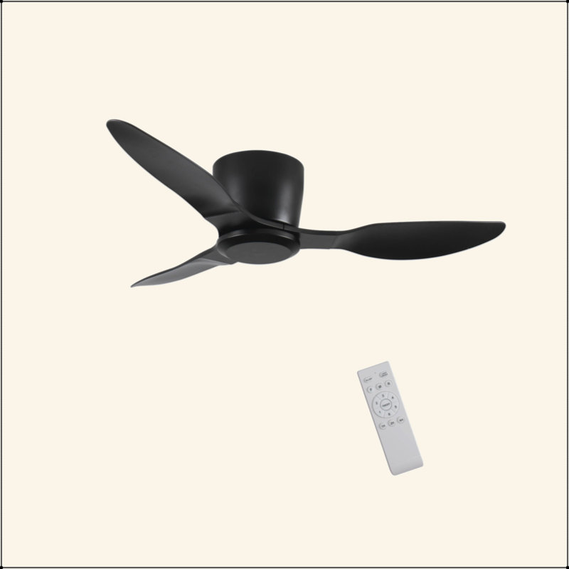 Ventilateur de plafond encastré de 40 po sans lumière, 3 pales réversibles, avec moteur à courant continu réversible à 6 vitesses, ventilateur de plafond à profil bas sans lumière pour le salon