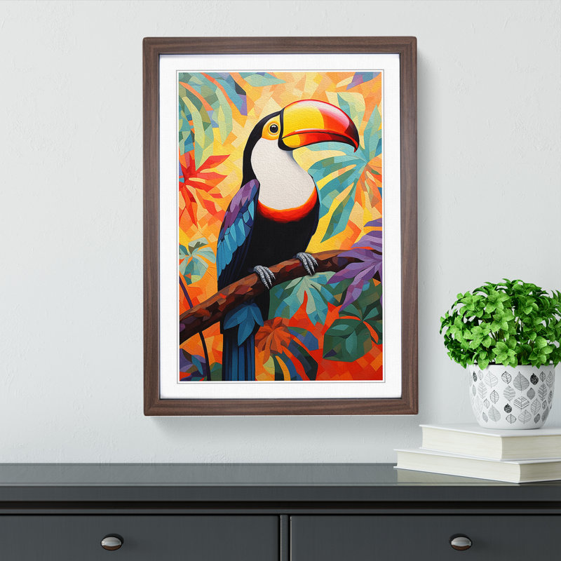XYZ-FRM-V1223-6197 Toucan Modern 1 Piece Single Picture Frame Wall Art, 46cm H x 34cm W x 2cm D, Walnut
