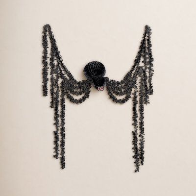 XL Black Spider Front Door Decor Haunted House Huge Fake Cobweb Outdoor Halloween Prop