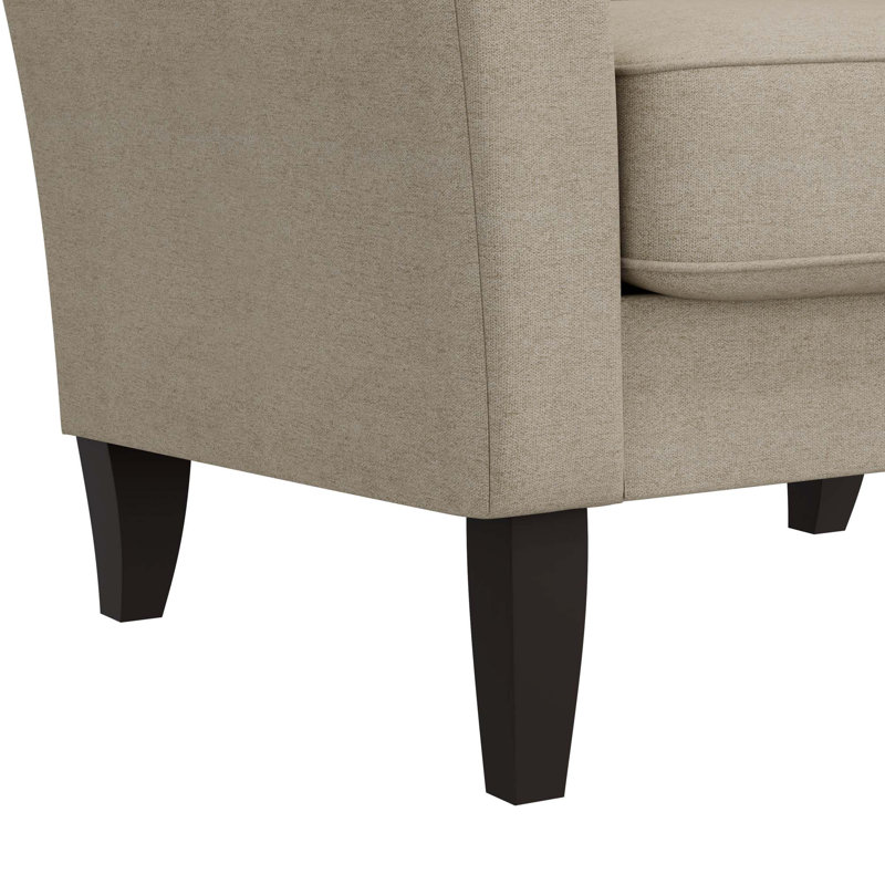 Fauteuil d'appoint Dorset avec dossier capitonné et pieds en bois massif, Beige