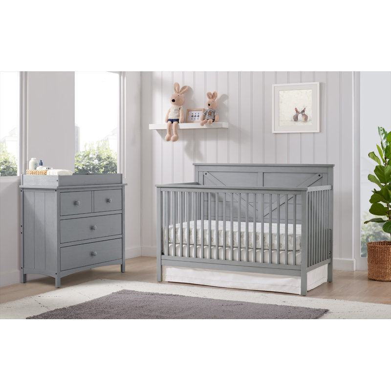 Lit de bébé 4 en 1 Montauk, Gris champêtre