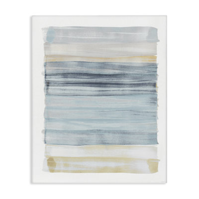 «Tranquil Blue Beige Stripes», peinture décontractée XXL tendue par Dan Meneely
