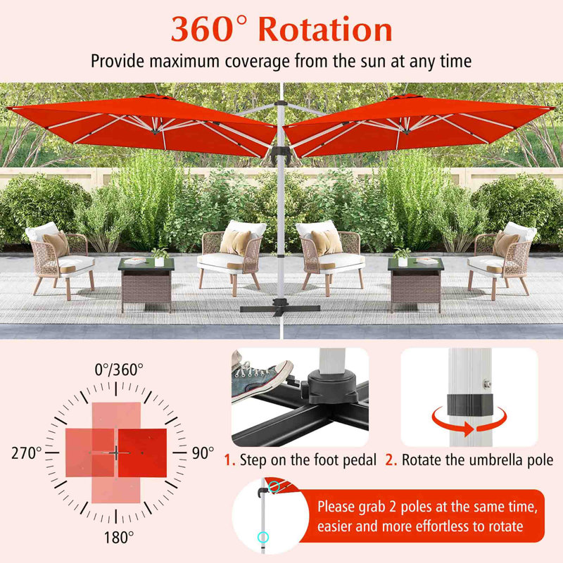 300cm Cantilever Parasol, Orange