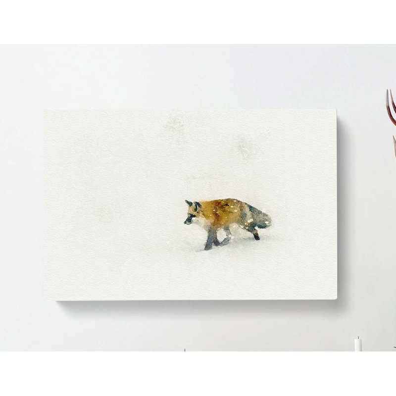 A Red Fox Alone In The Winter In Abstract - Wrapped Canvas, 35cm H x 50cm W x 3cm D