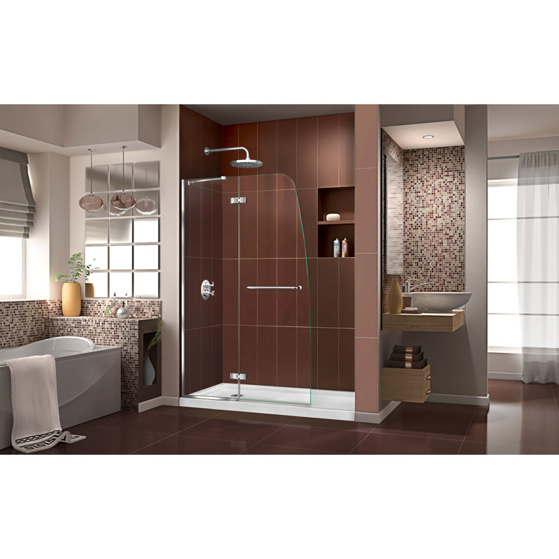 Aqua Ultra 74.75" H Frameless Shower Enclosure, Left, Chrome/White
