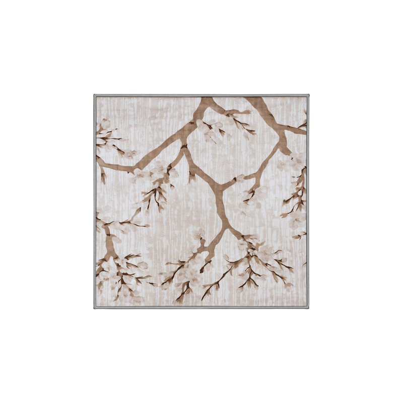 Machine Washable Gray Area Rug, Square 6'