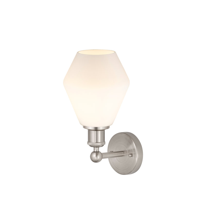 Amylea Armed Sconce, Cased Matte White, Brushed Satin Nickel