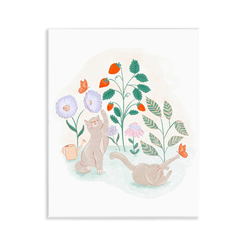 Art mural de chats jouant dans le jardin par Fineapple Pear